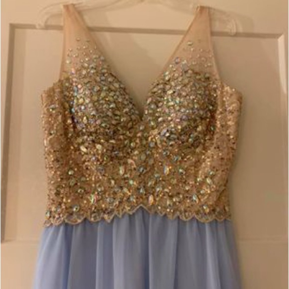 Gold and Light Blue Prom Dress/Formal SZ 5/6